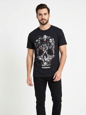 AMC The Walking Dead Graphic Tee Cast Collage Skull Black Adult Large 2016